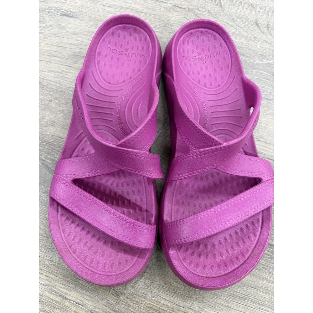 NuuSol Sandals Womens Hailey Magenta Slide Slip On Comfort Open Toe Size 7